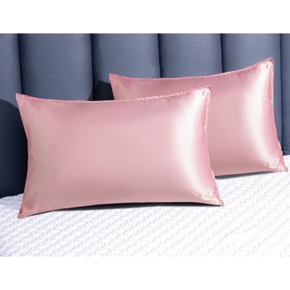 Kingform Pink Satin‎ Silk Pillowcase (2 Pack) for Hair Standard Size Brands New